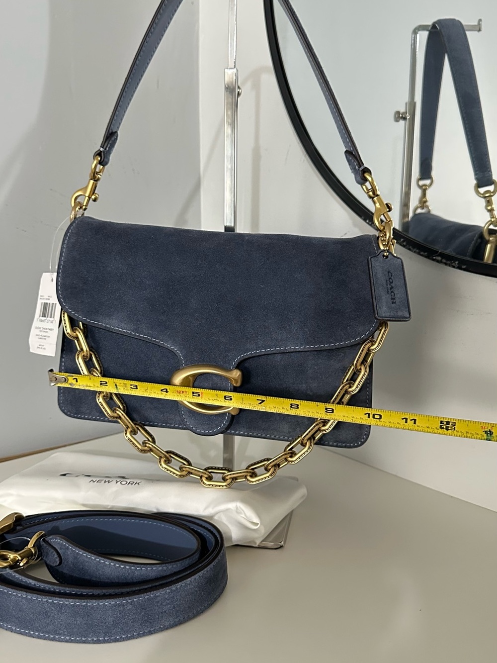 ❤️ new coach tabby chain / suede light denim - Picture 7 of 9